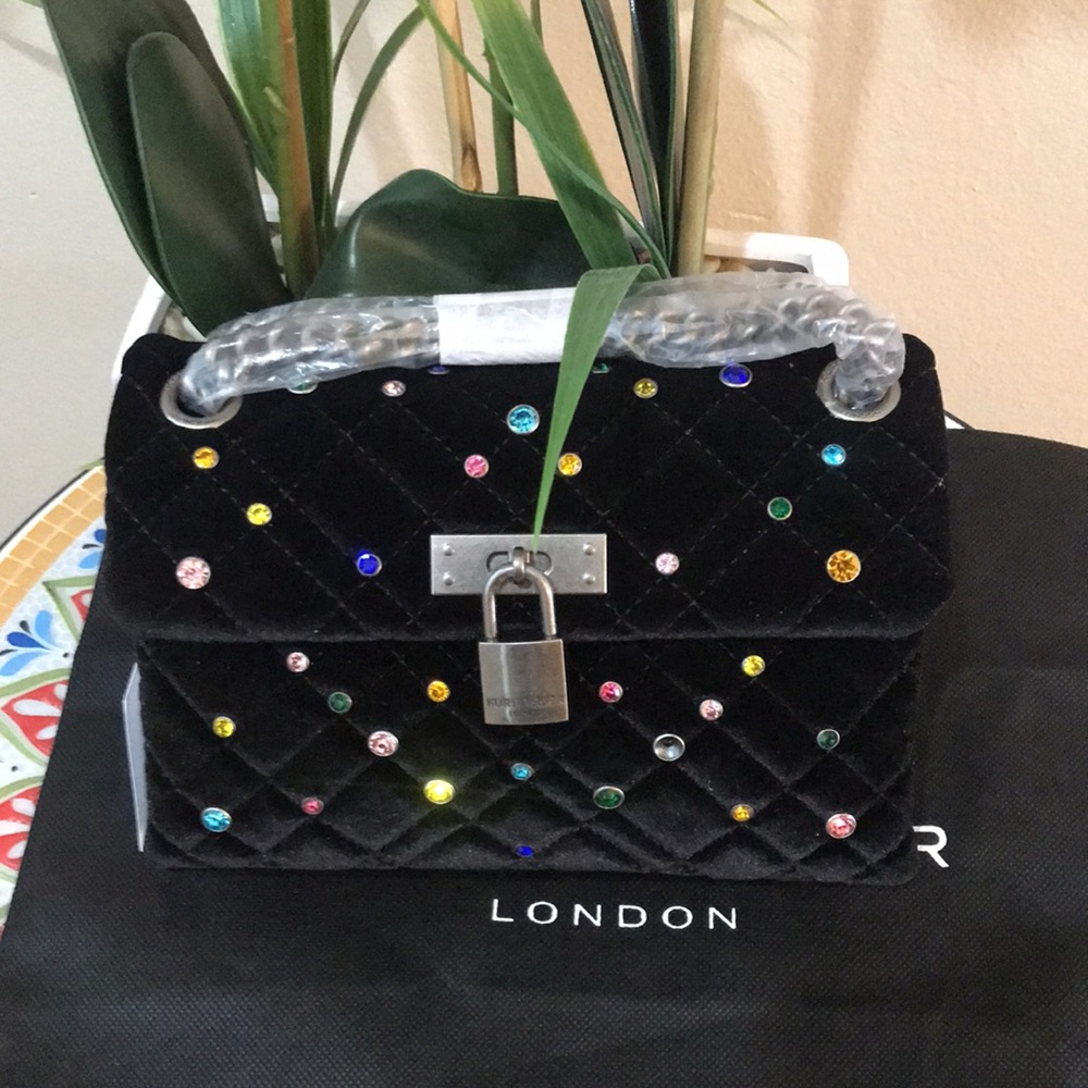Kurt Geiger London Mini Brixton Shoulder Bag In Charcoal - - Picture 1 of 17